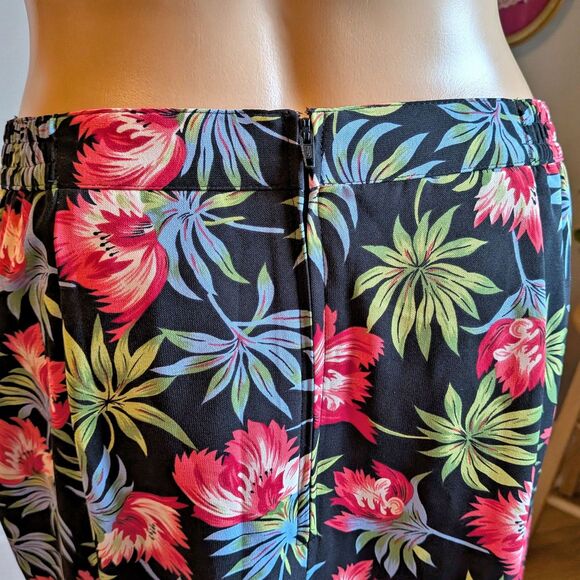 NWT 1990s Sag Harbor Dark Floral Midi Skirt Cottagecore Tropical Size Small - Picture 7 of 8